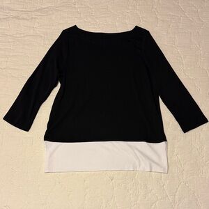 Ann Taylor Two-Tone Black and White Long Sleeve Top